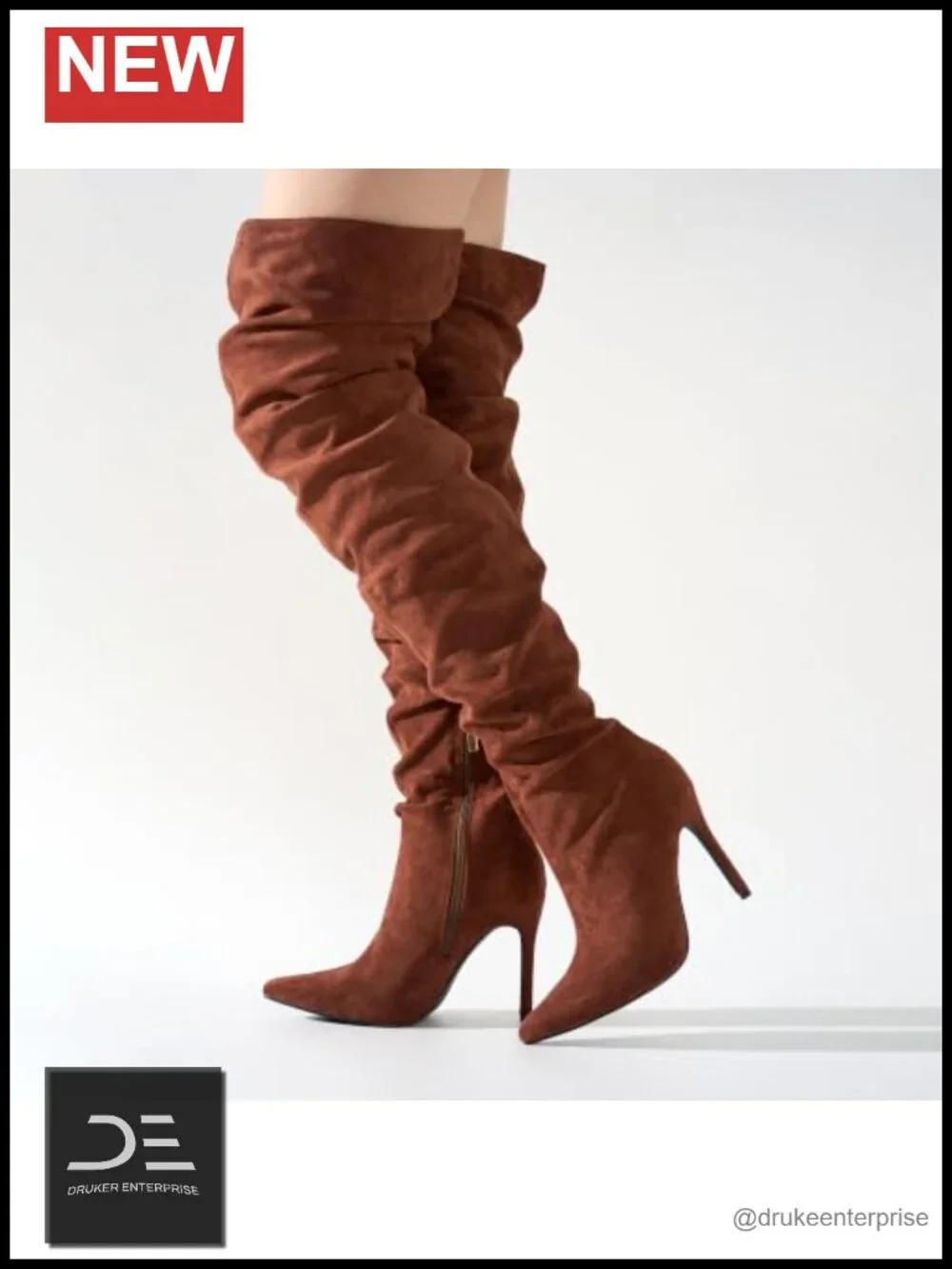 Pointed Toe Thigh High Cowgirl Slouch Boots, 4-inch Stiletto Heel, Lightly
